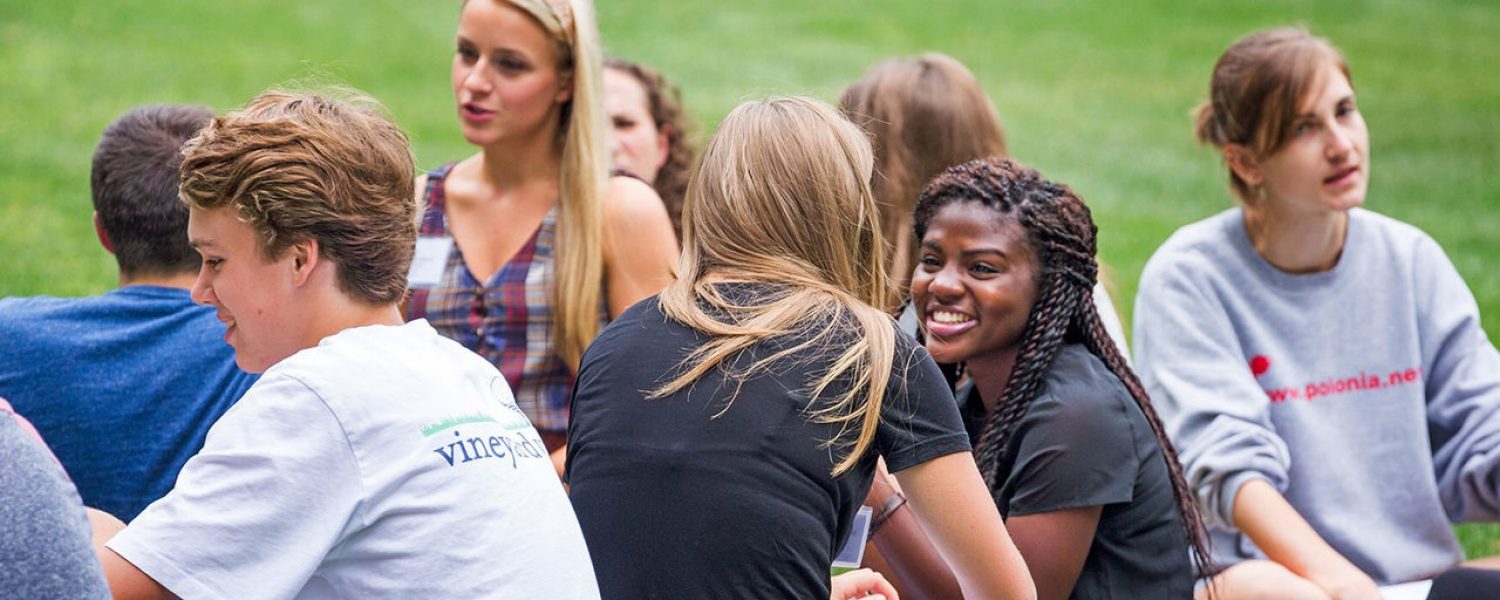 Students on Bapst Lawn